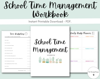 School Time Management Workbook: Printable, Planner, Time Manager, For School, Time Tracker, Organizer, School Counselor, Academic Advisor