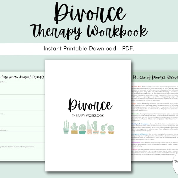 Divorce Therapy Workbook: Transition, Separation, Moving Forward, Resilience, Healing, Depression, Anxiety, Breakup, Grief, New Beginnings