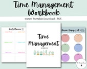 Time Management Workbook: Printable, Planner, Time Manager, Worksheets, For School, Time Tracker, Organizer, School Counselor Resource, PDF