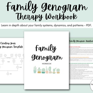 Family Genogram Therapy Workbook: Family Tree, Generations, Dynamics, Systems & Patterns, Therapist Tool, MFT Exercise, Counseling, Journal
