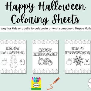 Happy Halloween Coloring Sheet: Adult Coloring Pages, Child Coloring Pages, Classroom Coloring Activity, Stress Relief Activity, Self Care