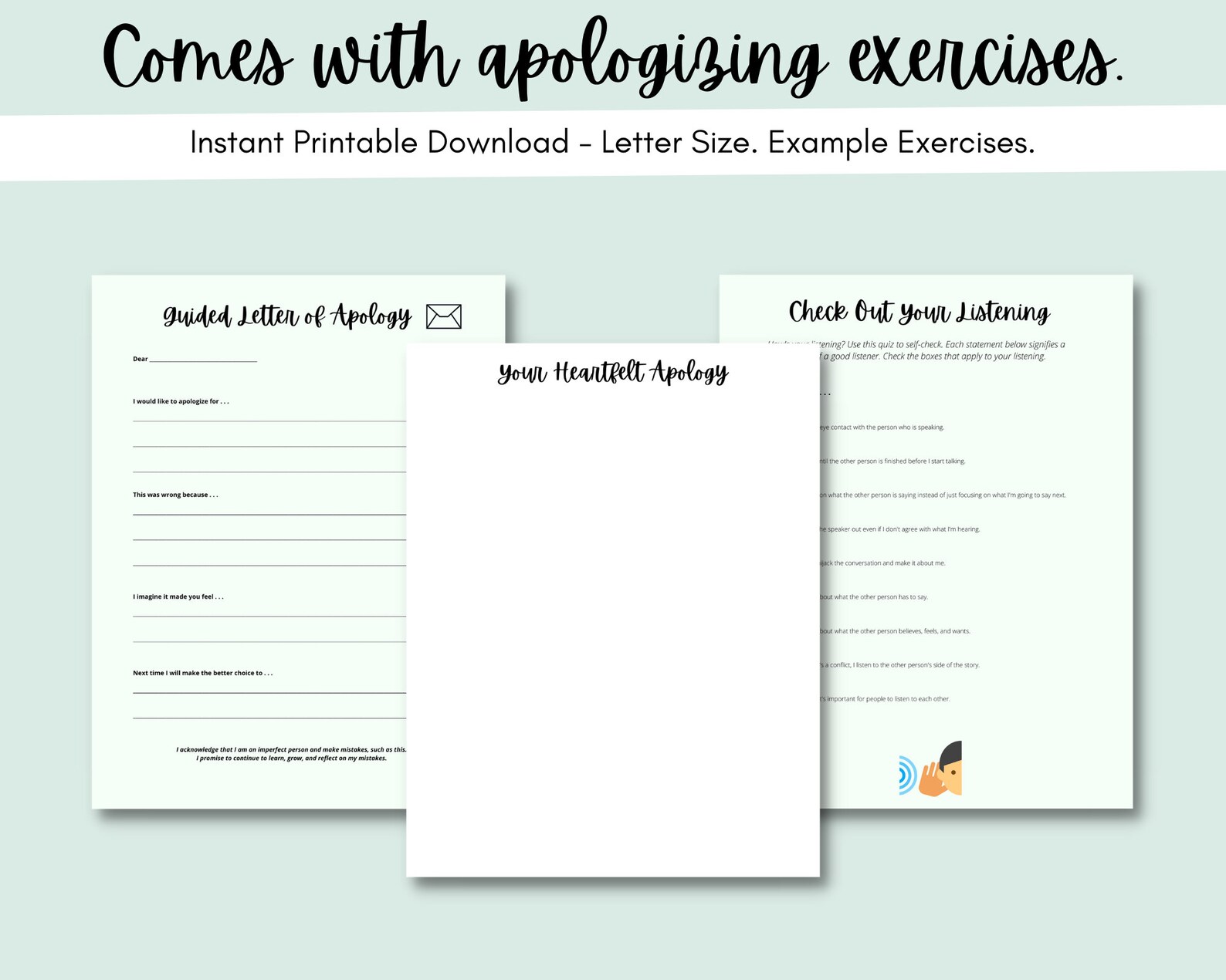 Apologizing Therapy Workbook: Apology Gift, Reconciling Skills, Sorry ...