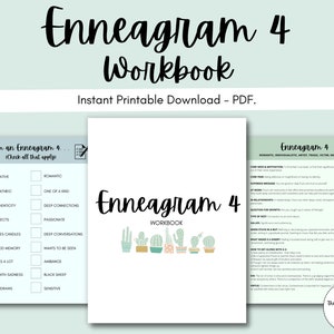 Enneagram 4 Workbook: Romantic, Individualist, Artist, Tragic Victim, Melancholic, Type 4, Therapy Tool, Exercises, Lessons, Journal, & PDF