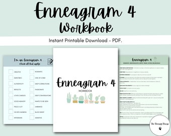 Enneagram 4 Workbook: Romantic, Individualist, Artist, Tragic Victim, Melancholic, Type 4, Therapy Tool, Exercises, Lessons, Journal, & PDF