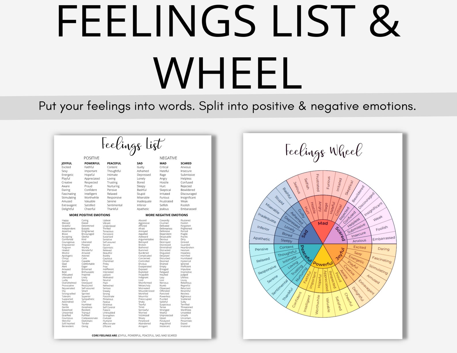 feelings list wheel emotions reflections expressions etsy