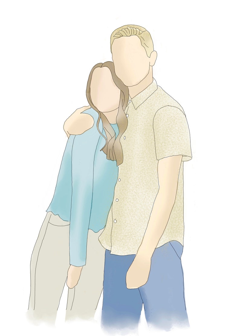 Custom Faceless Digital Watercolor Portraits Etsy