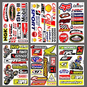 Stickers Sheet Shell Mobil1 Stickers Decal Motorcycle ATV Racing Dirt Bike Helmet