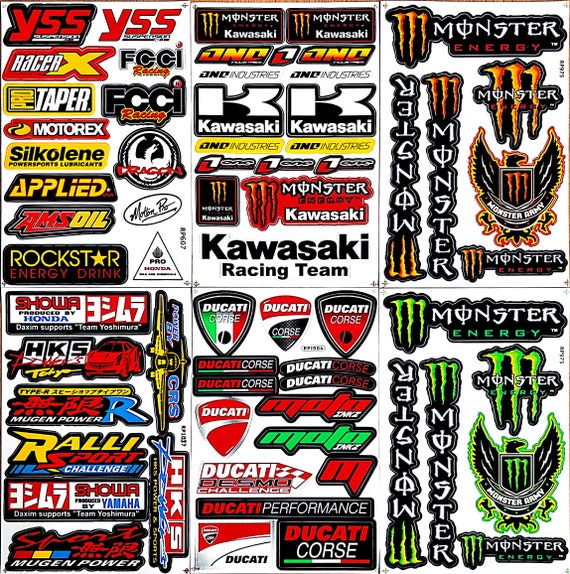 Sticker Sheet Team Racing Motorcycle Decal Sticker Die-cut Motor Auto Oil  Lube Racing Big Bike 6 Sheet 