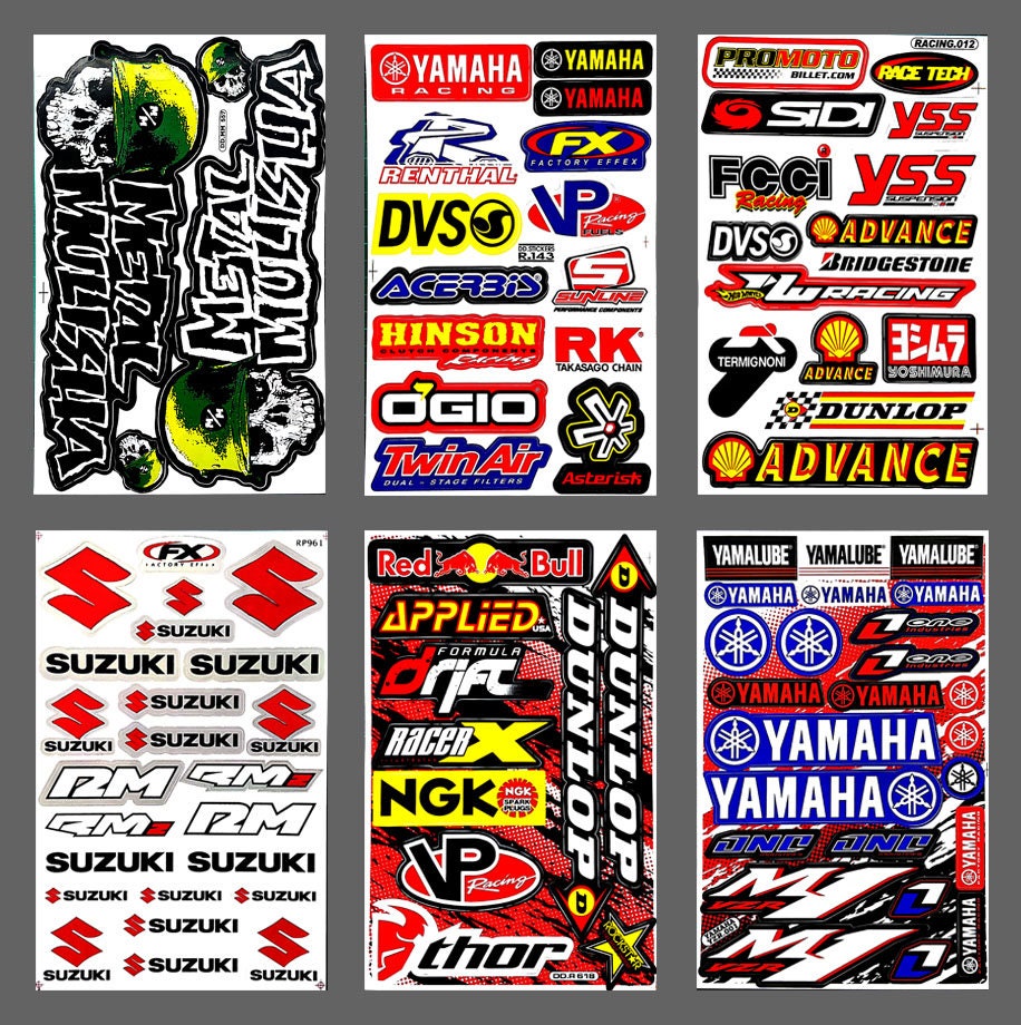 Stickers Sheet Team YAMAHA Racing Stickers Sheets Motorcycle Motocoss ATV  Decal Car Biker Helmet 