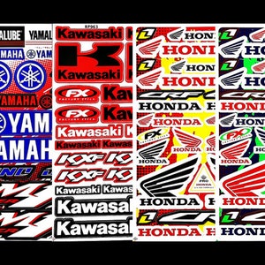 5 PCS Set A4 SHeet Honda Yamaha Motorcycle Sticker Vinyl PVC Motocross Lot Pack