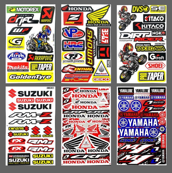 3 Feuilles Autocollants Moto Cross Vinyle - Stickers Déco Casque Vélo Dirtbike