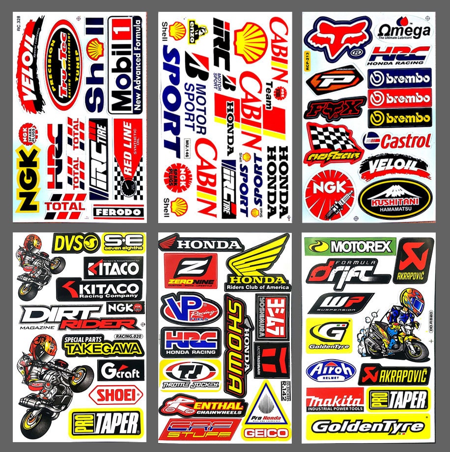Stickers Sheet Shell Mobil1 Stickers Decal Motorcycle ATV Racing Dirt Bike  Helmet 