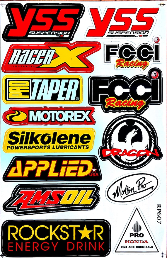 Sticker Decal Team Motorcycle Motocross Rally Racing Sticker Sheet Die-cut  Motor Auto Oil Lube Racing Big Bike 