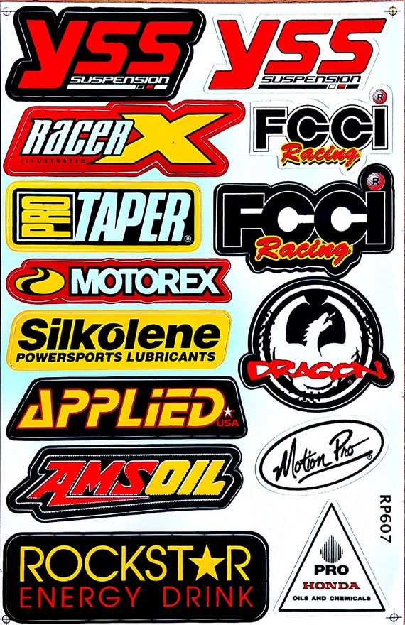 Sticker Decal Team Motorcycle Motocross Rally Racing Sticker Sheet Die-cut  Motor Auto Oil Lube Racing Big Bike 