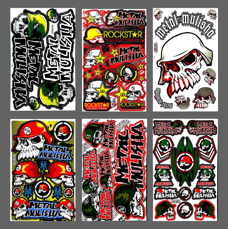 Honda Rockstar Set 6 Stickers Sheets Motorcycle Motocoss ATV Sticker