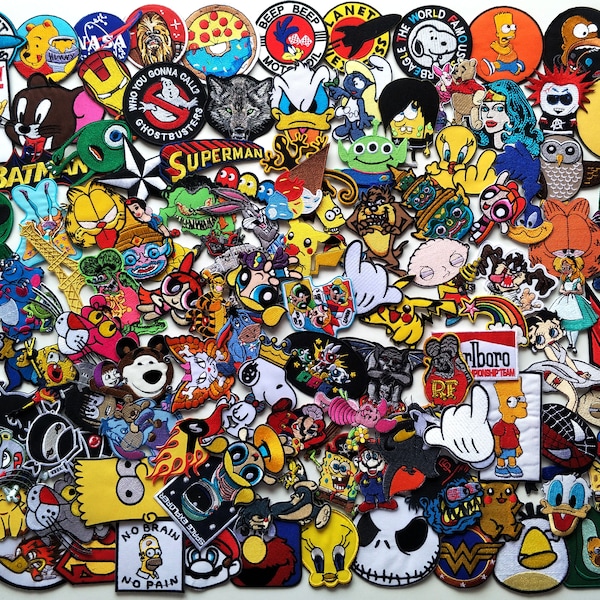 Random 30 pcs Wholesale Lot Popular Iron On Patch Cartoon Character Sew Iron On Patch Mix Kids Hero Cartoon Animal