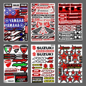 Team Honda Yamaha Suzuki Stickers Sheets Motorcycle ATV Sticker Racing Decal Car Biker Helmet