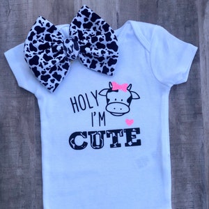 Holy Cow I'm Cute Baby Bodysuit with Headband