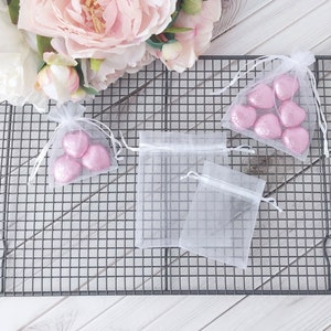 White Organza Bags, Wedding Favours, Organza Confetti Bags Wedding, Sweet Bags, Party Favours, 7x9cm or 10x12cm image 1