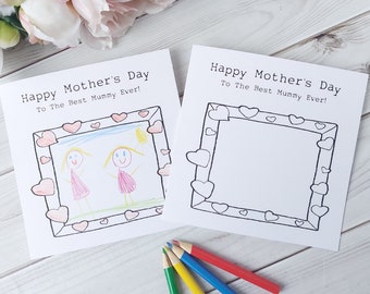 Create and colour in Mummy Birthday card Mothers Day card.Make your own card craft. Best Mum Ever!Draw a picture colouring Mam Nanny Grandma