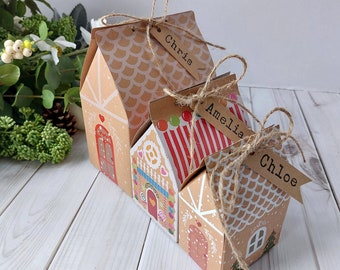 Personalised Christmas Table Favours, Christmas Crackers, Christmas Place Settings, Xmas Place Name Card,Gingerbread House Table Decorations