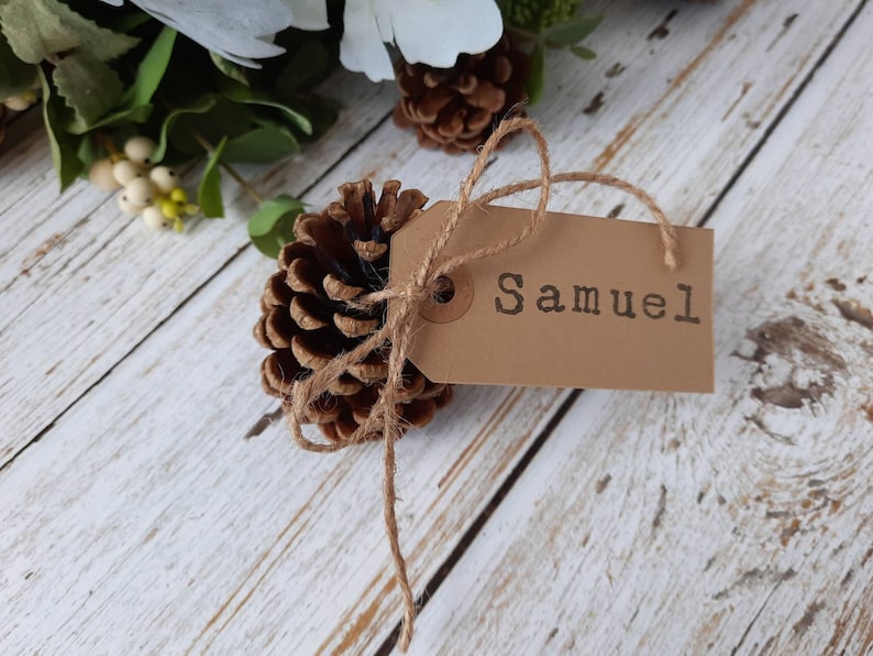 Handmade Pine Cone Table Place Cards Placecard Settings Names Etsy
