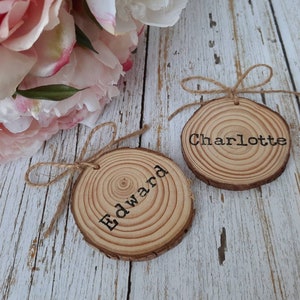 Wedding Wooden Log Slice Table Place Names Favours Wood Place Cards Rustic Wooden Place Settings Personalised Name Places Wedding Party