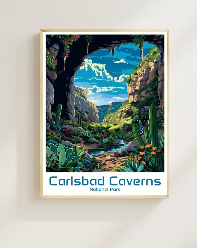 Carlsbad Caverns National Park Travel Postervintage Cave Landscape Wall
