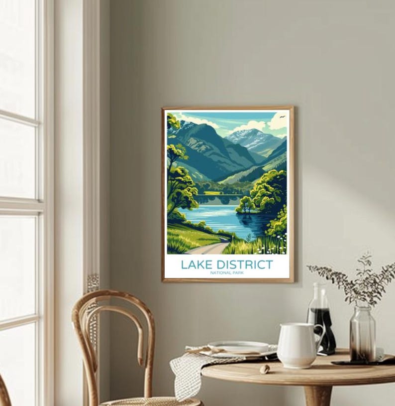 Lake District National Park Travel Posteruk Landscape Wall Art,lake