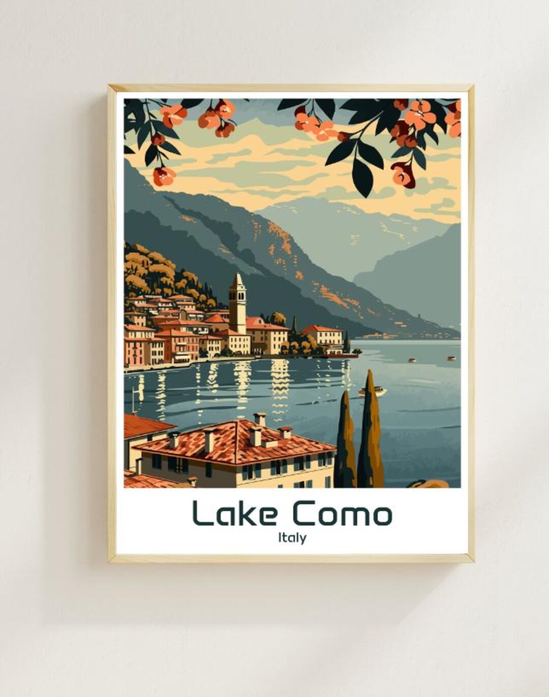 lake como italy travel poster art print (digital... Lake Como Travel Poster Italy Wall Art, Scenic Landscape Print, Italian ...