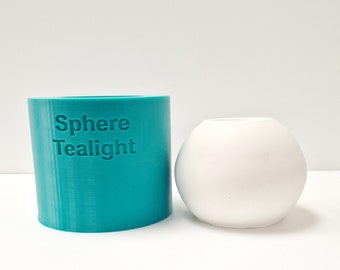 Sphere Tea Light Holder Silicone Mould, Jesmonite Concrete Candle Mold