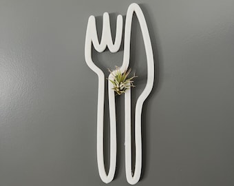 Fork and Knife Air Plant Wall Planter: Modern Kitchen Decor