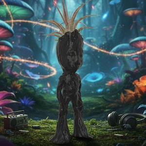 Baby Groot Inspired Guardians Air Plant Holder Mini Desk Pot With Live AirPlant Tillandsia