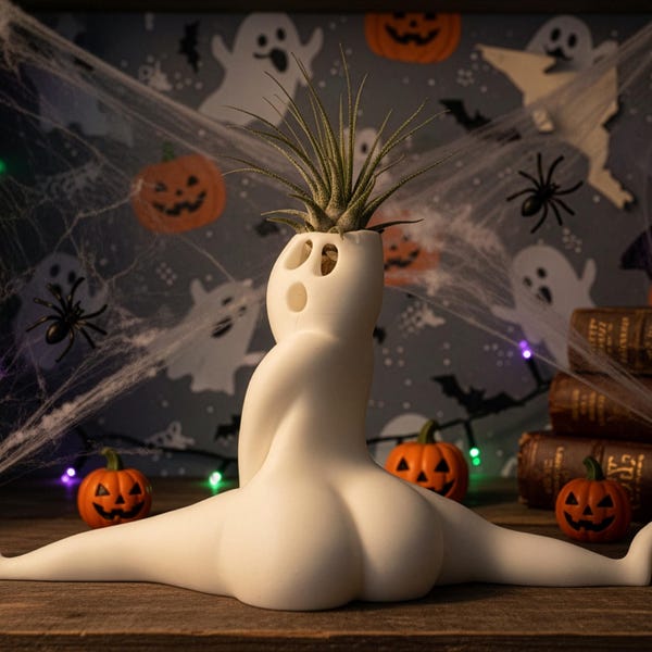 Divertida maceta fantasma con grandes nalgas: regalo de broma de Halloween con planta de aire