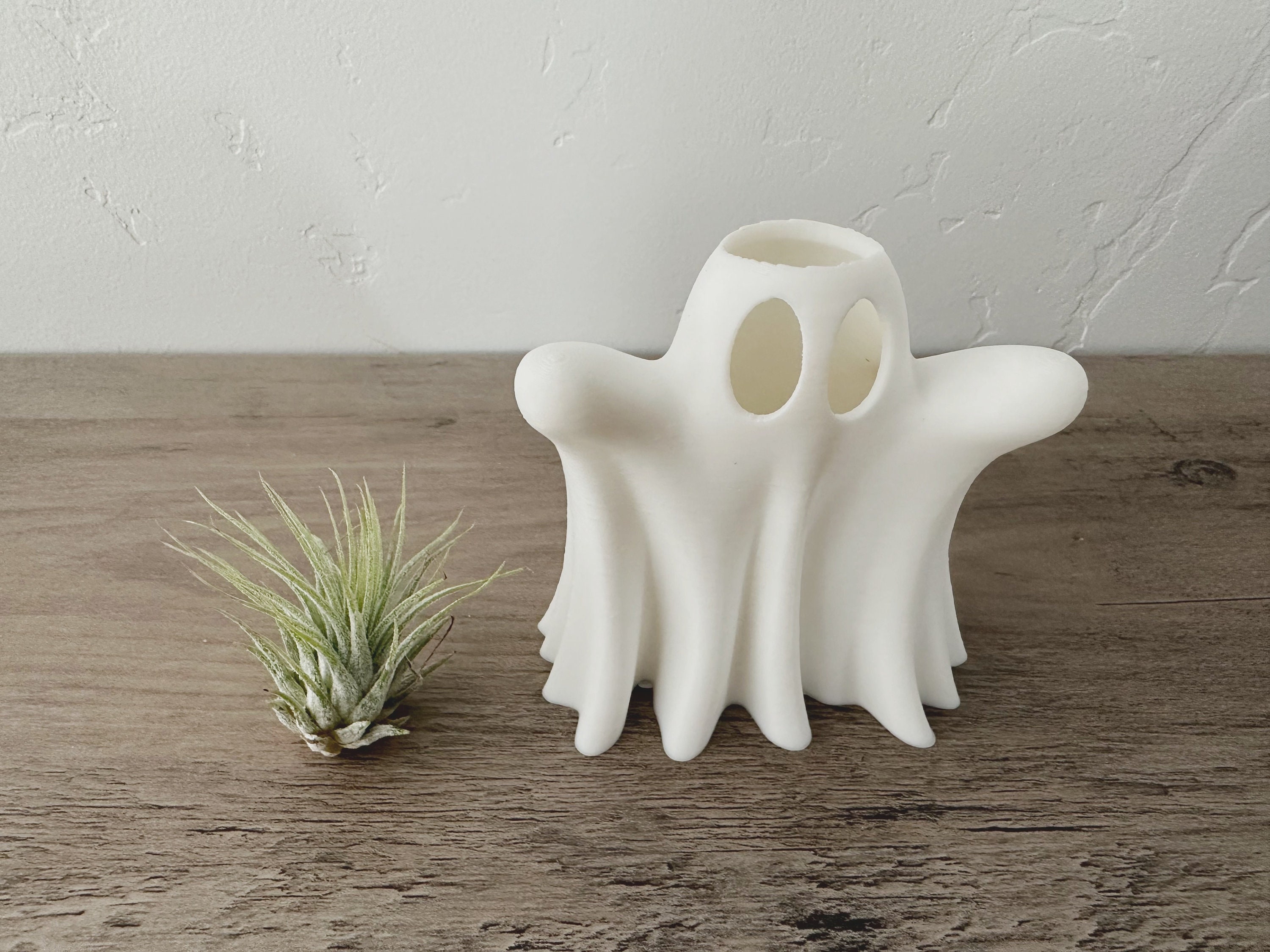 Ghost Halloween Scary Air Plant Display Desk Spooky Planter Decorative Plant  With Live Airplant Tillandsia 