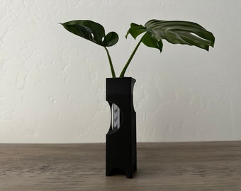 Propagation Station - Slim Cut Tall Modern Planter with Large Glass Test Tube - Plant Propagation