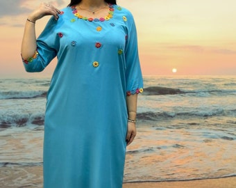 KAFTAN Summer dress , kaftan for women ,kaftan home dress,Caftan for women,kaftan flower, beachwear dress, beach party dress, cruise dress