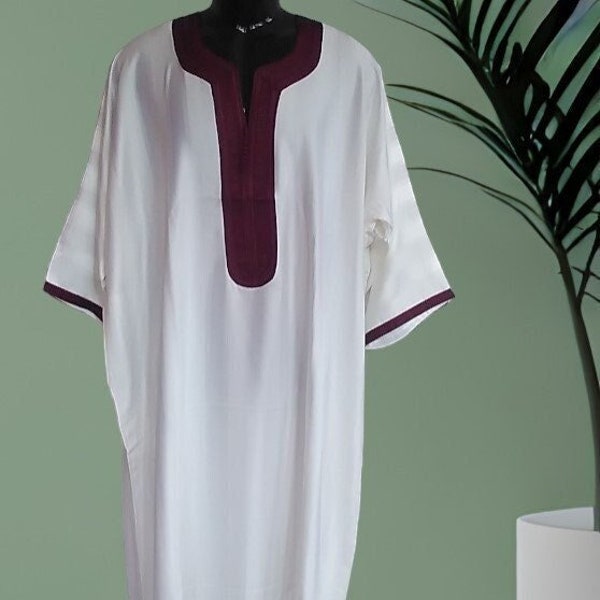 Beautiful Moroccan qamis white,Mens Kaftan , kaftan for men,Moroccan dress for men, JUBBA men , Ramadan Dress,islamic prayer clothes for men