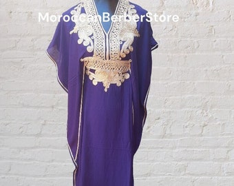 KAFTAN purple and gold Kaftan Moroccan dress for women cotton ,kaftan house dress, kaftan moroccan dress  women cotton, Christmas gift women