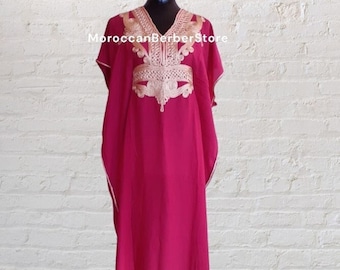 Caftan-caftan marocain pour femme coton-caftan marocain-arabe caftan-caftan maxi robe-rose caftan-beachwear caftan-loungewear femme