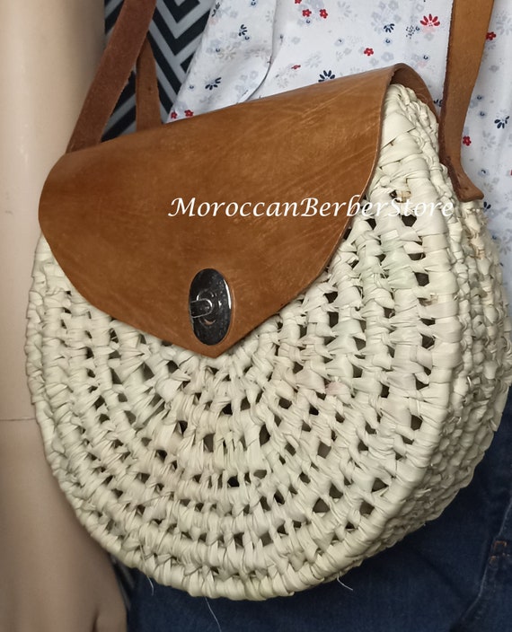 Natural Crochet And Leather Mini-pouch
