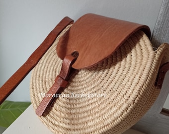 Raphia Bags, Raffia bags,handmade Crossbody bag,beach Summer Bags, Natural round Bag, Beach Bag, Handmade Bag, Morocco Bag, Moroccan Basket,