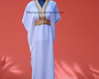 White kaftan,moroccan kaftan, Kaftan for women,kaftan dubai,kaftan white and gold, kaftan one size fits from XS to 2XL