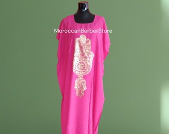 Robe kaftan ROSE, Kaftan pour femme, kaftan rose marocain, kaftan grèce, caftan en coton, kaftan maison, robe de maternité, boho kaftan rose