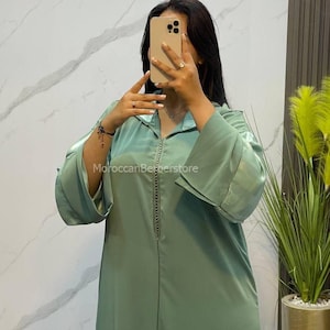 Marokkaanse jellaba LICHTGROEN, jellaba voor vrouwen, Marokkaanse jellaba, jellaba eid cadeau voor vrouwen, jellaba marokkaan, RAMADAN jellaba voor vrouwen