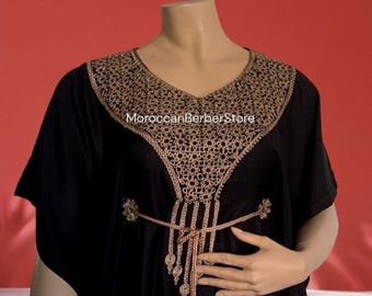 KAFTAN for WOMEN Oversize, Moroccan dress  ,BLACK and bronze embroidery caftan ,Maxi Loungwear, Resortwear , Cruise outfits ,holiday dresses