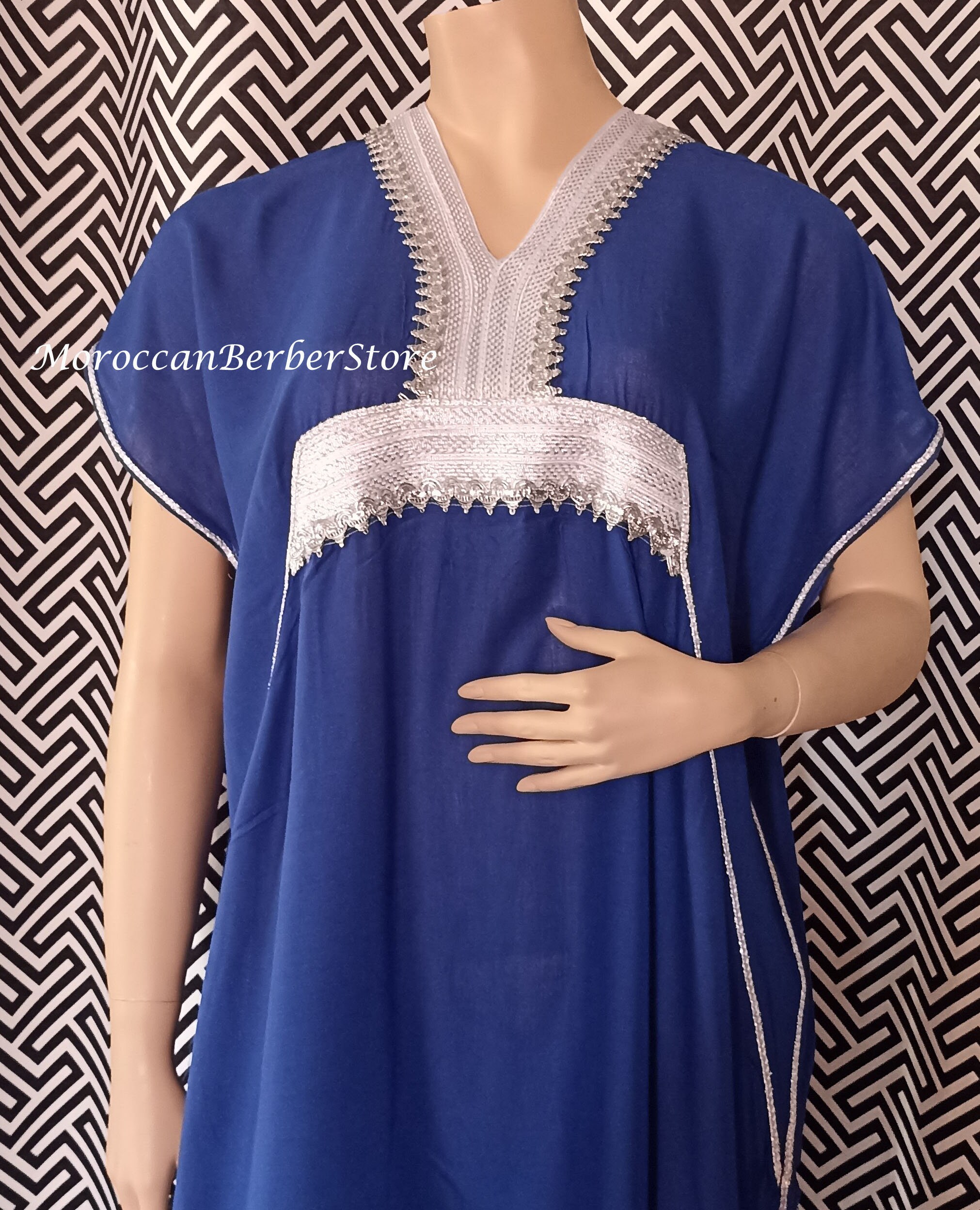 Moroccan Kaftan kaftan Dress Cotton Blue Kaftan Beach Etsy
