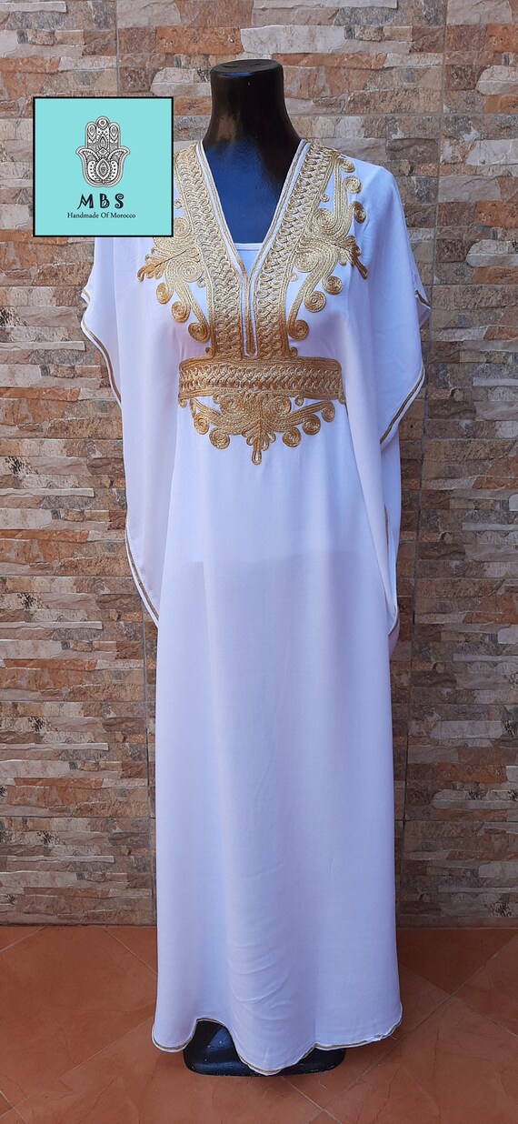 KAFTAN White and Gold moroccan 