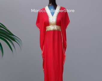 kaftan Red and gold ,Moroccan Kaftan,kaftan for women,arabic dress,kaftan greece,beach cover up,kaftan red gold,wedding kaftan dress