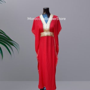 kaftan for women RED and gold dress,Moroccan Kaftan red,beach cover up,kaftan red gold,Resortwaer,Loungewear, party dress, maxi size kaftan